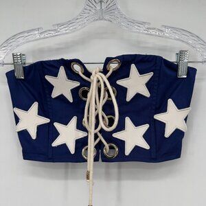 Jagger & Stone Blue Star Lace-Up Corset Tube Top Women’s Size 8